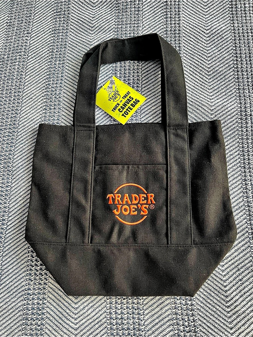 Trader Joe's Trick-or-Treat Mini Canvas Tote Bag Black